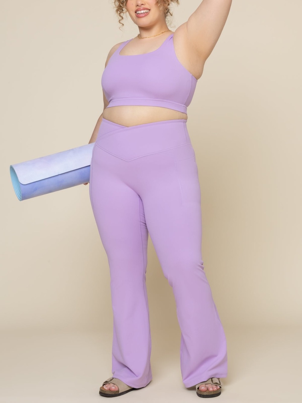 POPFLEX Crisscross Hourglass Flare Leggings 2X Digital Lavender